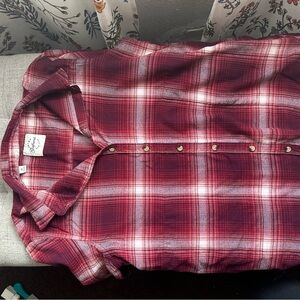 JACHS Girlfriend Red and White Button Down Shirt